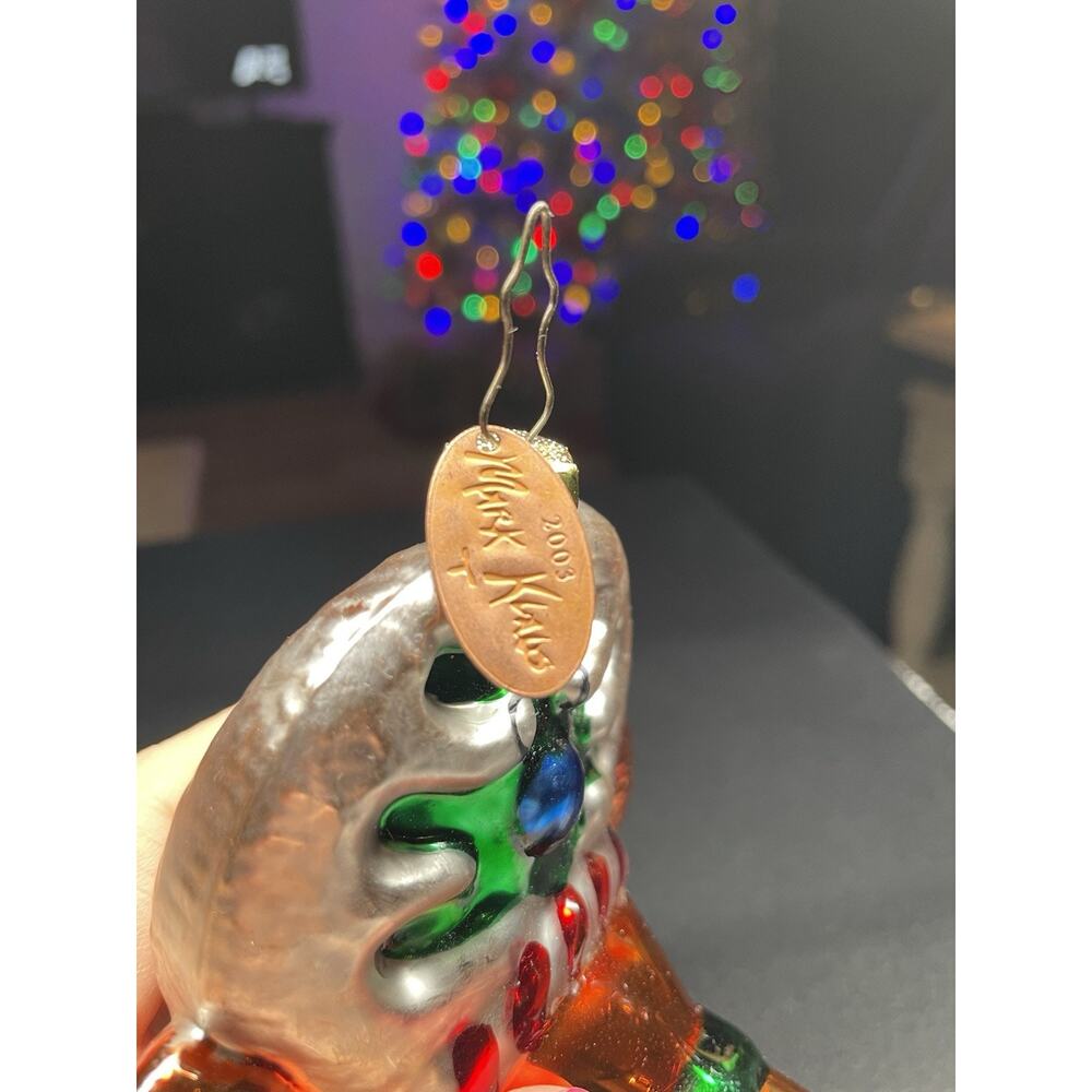 Vintage 2003 Mark Klaus Faces Full of Festive Joy Reindeer Blown Glass Ornament - Picture 5 of 6